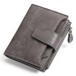 SENDEFN Women's RFID Blocking Leather Small Compact Bi-fold Zipper Pocket Wallet Card Case Purse with ID Window