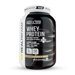 HEALTHFARM Whey Protein Plus With Added Vitamins|58 SERVINGS|24 G Protein Per Serving | Build Lean and Bigger Muscles, (COOKIES AND CREAM, 2KG-4.4lbs)