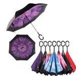 SterlingEdge Double Layer Umbrella C Shaped Handle Reverse Open Folding Umbrellas Anti-UV Inverted Upside Down Parasol Folding Waterproof Reverse Travel Cars Golf Umbrella Assorted Designs