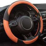 Xizopucy Steering Wheel Covers Black Universal Microfiber Leather, Suitable for 14 1/2-15 inch Car Steering Wheel Cover, Breathable, Anti Slip- Orange