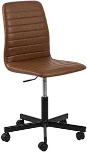 Marque Amazon - Movian Chaise de bureau simple, hauteur ajustable, 61 x 52 x 94,5 cm, cuir synthétique,cognac
