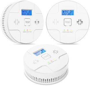 3 Packs,Smoke and Carbon Monoxide Detector, 2 in 1 Smoke CO Alarm, 85 dB Alert, Large Digital Display, Test Button, Battery Operated, LED Work Status, Easy Installation