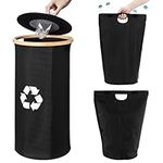 Navaris Recycling Bottle Storage Bin, Black - Removable and Machine Washable Carry Bag - Indoor Recycle and Waste Bins with Bags for Kitchen & Office - Stylish Design with Cover