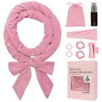 ZILAMPU Heatless Curling Rod Headband, Hair Curlers No Heat Overnight Curls Headband, 70" Long Velvet Heatless Curls Hair Rollers Wrap Set for Women Girls Long Hair, Hair Curler to Sleep In -Pink