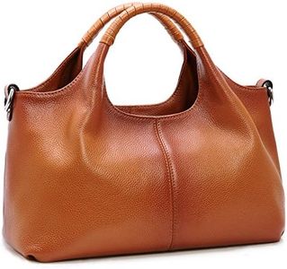 Iswee Genuine Leather Shoulder Bag Satchel Purses and Handbags for Women Tote Designer Handbags Hobo Medium Size (Sorrel)