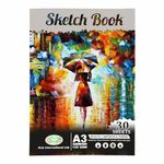 A3 Artist’s Sketchbook Staple Bound, Hardback Drawing Pads White Drawing Artist – 130GSM – Large, Professionals, Staple Bound for Kids, Drawing, Sketching – 30 Sheets (White, A3 Sketch Book)