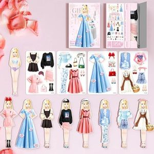 Yilia Magnetic Princess Dress Up Paper Doll, 2025 New Paper Dolls Magnetic Dress Up Dolls for Girls Ages 4-7, Pretend Play Toys Magnet People Clothes Game for Girls Imagine Set Birthday Gift