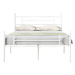 Novilla 30.5cm Metal King Size Bed Frame with Headboard and Footboard, Steel Slat Support, Mattress Foundation Non-Slip Design, Easy Assembly, Underbed Storage Space 150x200cm, White