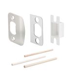 MOSECYOU Standard Door Lock Strike Plate with Spacer Shim, Door Latch Restorer, Universal Security Striker, Repair Kits to Fix Door Won’t Latch in (Satin Nickel)