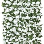 KHOYIME 8 Pack 64 FT Artificial Flower Garland, Fake White Roses Vines Silk Flowers Faux Plastic Outdoor Hanging Floral Ivy Garland Decoration for Wedding Arch Bedroom Home Wall Backdrop Room Decor