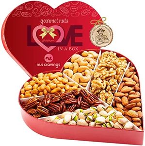 NUT CRAVINGS Gourmet Collection - Mixed Nuts Heart Shaped Gift Basket, Love in A Box (6 Assortments) Teacher Appreciation Romantic Arrangement Platter, Healthy Kosher USA Made