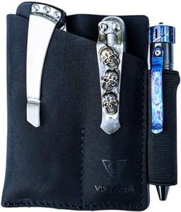 VIPERADE PJ12 Small EDC Leather Pocket Organizer for AA/AAA Flashlights, Mini Pocket Knives, Double EDC Pocket Leather Slip, Knife Organizer Leather Sheath, Flashlight Leather Holster with Clip