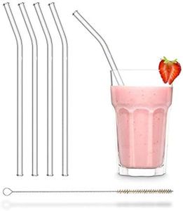 HALM Pajitas de cristal reutilizables ecológicas - 4 piezas de 23 cm + cepillo de limpieza ecológico - apto para lavavajillas - Sostenible - Pajitas de vidrio para batido, cóctel, smoothie