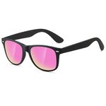 Kimorn Polarized Sunglasses Square Frame Horn Rimmed 80's Retor Glasses K0300 (Black&Pink)