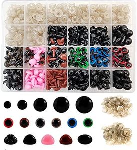FEMBW 600PCS Safety Eyes and Noses with Washers for Stuffed Animal Amigurumi Doll Crochet, 6-14mm Black Glitter Plastic Eyes for Crafts Teddy Bear Making