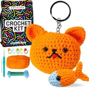 ARTISTRO Crochet Kit for Beginners – All-Included Knitting Kit with 30% Extra Yarn, Beginner Crochet Kit for Adults & Kids with Tutorials – Knitting & Crochet Supplies for Making Crochet Animals