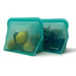 Moonmoon Reusable Silicone Freezer Bags | Self-Standing, Resealable Food Bags | 2pk Aqua XL | 1500ml