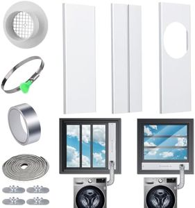 Upgraded Dryer Vent Window Kit for 4 inch Diameter Dryer Vent with 10 feet Aluminum Foil Hose, Window Dryer Vent Kit,Adjustable Dryer Window Vent Seal Panels for Sliding Window,Add Coupler&Filter