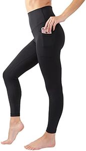 90 Degree By Reflex Squat Proof Elastic Free Super High Waisted Tummy Control Ankle Leggings with Pockets, Black, X-Small