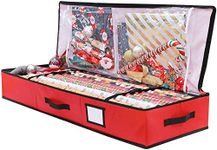 Wrapping Paper Storage Container, Ohuhu Christmas Gift Wrap Organizer, 600D Oxford Cloth Tear-Resistant and Waterproof with 2 Large Pockets, 40.5'' Fits 18-24 Standers Rolls (Red)