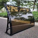 Front Door Canopy Outdoor Awning，Rain Shelter 80x120cm/100x120cm Patio Porch Shelter PC Polycarbonate Cover ，Outdoor Canopy (Color : Brown, Size : 80X120cm)