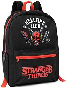 Stranger Things Sac à dos Enfants Adolescents | Girls Boys Hellfire Club Black Rucksack | Sac d’école de sport à bagages avec sangles réglables | Série Cadeaux de marchandises