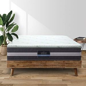 Giselle Bedding 7 Zone Queen Memory Foam Mattress Topper, Foldable Bed Mattresses Toppers Protector Bamboo Cool Cover Sleeping Mat Home Bedroom, 5cm Thick Removable Washable White Blue