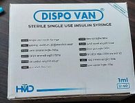 Dispovan Single use (disposable) insulin syringes 31G 1ml 0.25x60 (Pack of 100) -(B-Arm)