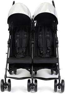 Summer Infant 3Dlite Folding Lightweight Side by Side Double Stroller with 5-Point Safety Harness for Infants and Toddlers, Black