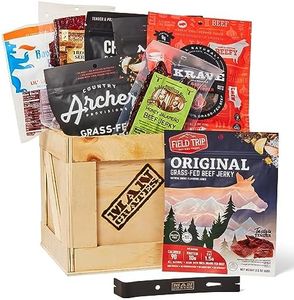 Man Crates, Slaughterhouse Crate – Includes 6 Delicious Bags of Beef Jerky – Flavor Profiles Include Garlic Chili Pepper, Fuego, Original, and More