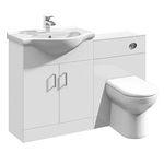 VeeBath Linx 1150 Vanity Unit Furniture Set, Wash Basin Bathroom Sink, WC, BTW Toilet Pan, Soft Close Toilet Seat, Concealed Cistern-White (Flat Pack)