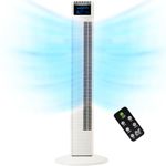 NETTA Tower Fan with Remote Control, 36 Inch Oscillating, LED Display, 3 Speed Settings With 8 Hours Timer, Bladeless Floor Fan for Bedroom Living Rooms Kitchen Home Office - White