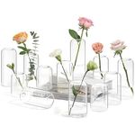 ComSaf Small Flower Vase Set of 12, Glass Bud Vases in Bulk, Clear Vases for Flower, Decor Centerpiece for Bathroom, Decorative Vases for House Warming, Valentines' Day, Mother's Day, Thanksgiving Day