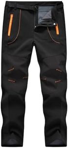 TBMPOY Men's Snow Ski Waterproof Fleece Lined Pants Outdoor Hiking Mountain Softshell with Belt 02 Thick Black XL