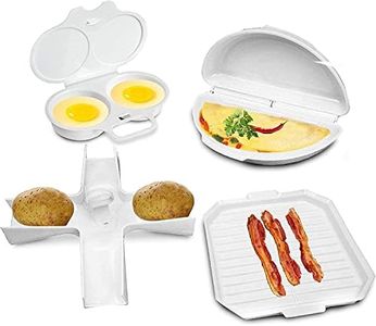 DDMMQS Microwave Cooking Tools 4 Piece Set, Egg Steamer, Sausage Grill Pan, Omelette Casserole, Potato Rack, Kitchen Tools, High Temperature Resistant Microwave Cookware Set for Breakfast Preparation