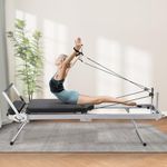 ZENOVA Pilates Reformer Foldable Pilates Machine & Equipment for Home Workout Cardio Fitness Rebounder Up to 300 lbs Weight Capacity