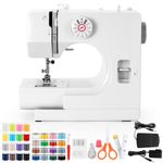 Sewing Machine, Mini Sewing Machine, Electric Portable Sewing Machine for Beginners, 12 Stitch Dual Speed with Foot Pedal & Sewing Kit - (Newest Smooth Version)