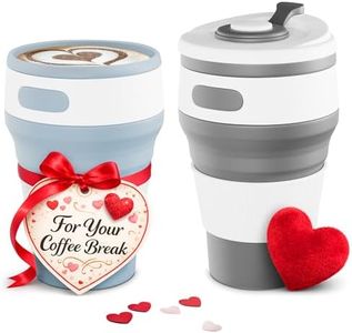 2Pcs Silicone Collapsible Travel Cup - 12oz Collapsible Cups for Traveling Camping Cups Collapsible Cups Foldable Silicone Cup Collapsible Cup with Lid Camping Cup Collapsible Drinking Cups for Travel