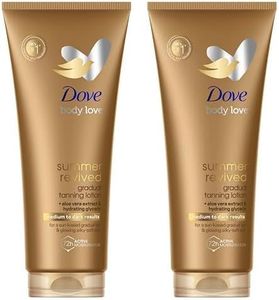 Dove Summer Revived Medium to Dark Gradual Tanning Lotion for a gradual tan and natural, radiant glow non‑greasy self-tan for all skin types 200 ml (Pack of 2)