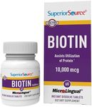 Superior Source Biotin 10,000 mcg - Daily Supplement Supports Hair Health & Growth - Natural Biotin Supplement Aids Healthy Nails & Skin - 60 Sublingual Dissolving Tablets