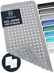 Homerella Bathtub Mat Anti-Slip Skin Sensitive 34.5 x 15.5 inches, INCL. Hooks for Hanging | Anti-Slip Tub Mat | Shower Mat Machine Washable | Bath Mat for Tub Anti-Slip (Grey)