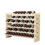 SDHYL Wine Rack,Freestanding Stackable Wine Rack,Solid Natural Wood Wine Holder,6 Tiers Hold 60 Bottles Wine Display Shelves