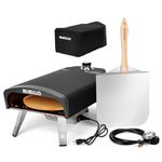 Mimiuo Black Portable Gas Pizza Oven with 13" Pizza Stone & Foldable Pizza Peel - Gas Pizza Grilling Kit with Automatic Rotation System (Tisserie G-Oven Series) - Global Patent