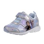 Disney Frozen 2 Girls Fashion Sneakers - Anna and Elsa (Toddler/Little Kid) (Silver Light Up, Numeric_7)'