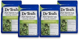 Dr Teal's Epsom Salt Soaking Solution, Relax & Relief, Eucalyptus and Spearmint, 4 Count - 3lb Bags, 12lbs Total
