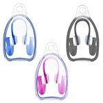 3 Pack Swimming Nose Clip and Earplugs Sets Silicone Nose Plugs Swim Nose Grip Nose Pegs Swimming Ear Plugs Waterproof Nose Ear Protectors for Adult Kids Child Women Men Swimming Water Sports Pool