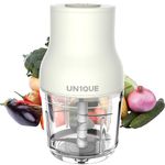 UN1QUE Electric Chopper for Kitchen | One Touch Operation | 2 Speed Modes | 600 ML Capacity | 6 Stainless Steel Blades | Up to 300 Watt | Glass Bowl | Wired | Crush Ice, Chop, Mince, Puree (White)