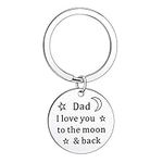 BESPMOSP Dad Gifts I Love You To The Moon And Back Keychains For Men Father Key Ring Gifts Presents For Family