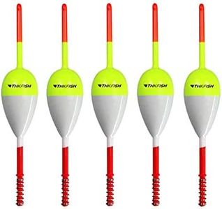 THKFISH Fishing Floats and Bobbers Balsa Wood Floats Spring Bobbers Oval Stick Floats Slip Bobbers for Crappie Panfish Walleyes 2"X1.14"X5.86" 5pcs
