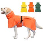 KOOGAL Waterproof Dog Raincoat Adjustable Dog Hooded Slicker Poncho Raincoat for Medium Large Dogs, Reflective Dog Rain Jacket (Orange, 6XL)